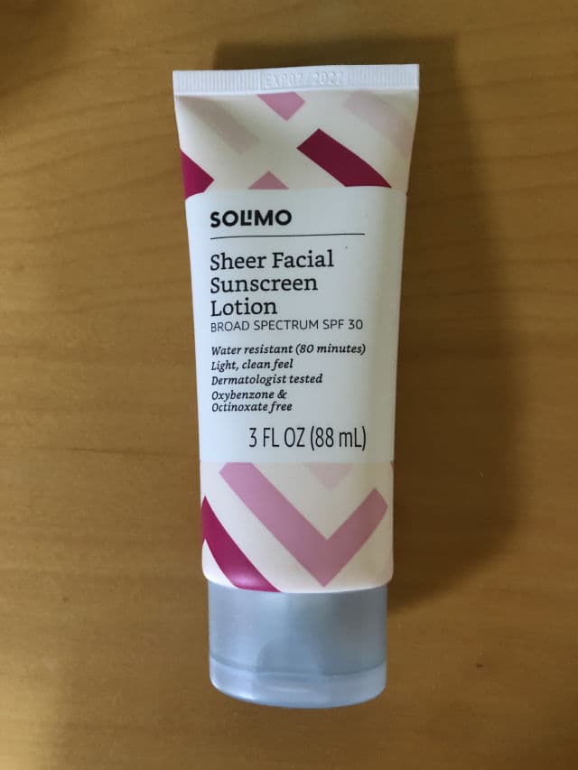 Solimo Sheer Facial Sunscreen Lotion SPF 30 review photo by amg3268