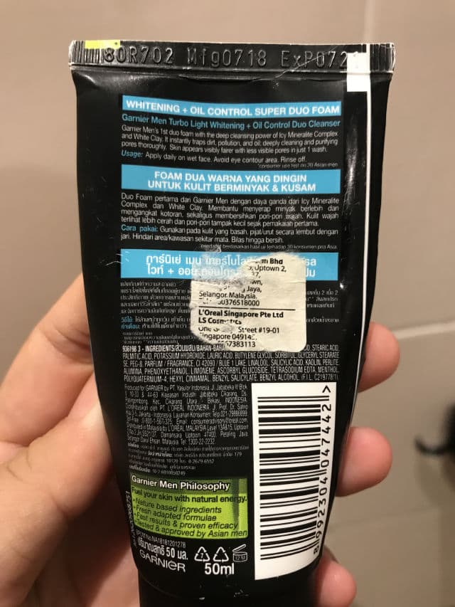 Garnier Men Turbo Light Oil Control Whitening + Oil Control Super Duo Foam review photo by Ebehh