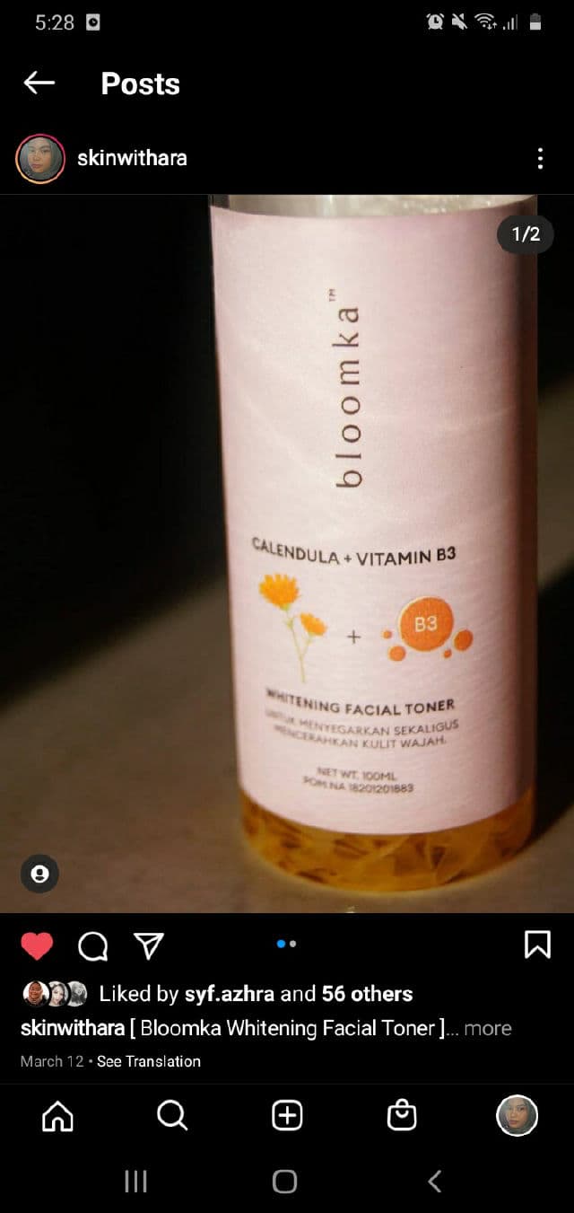 Bloomka Calendula+B3 Whitening Toner review photo by azahraa