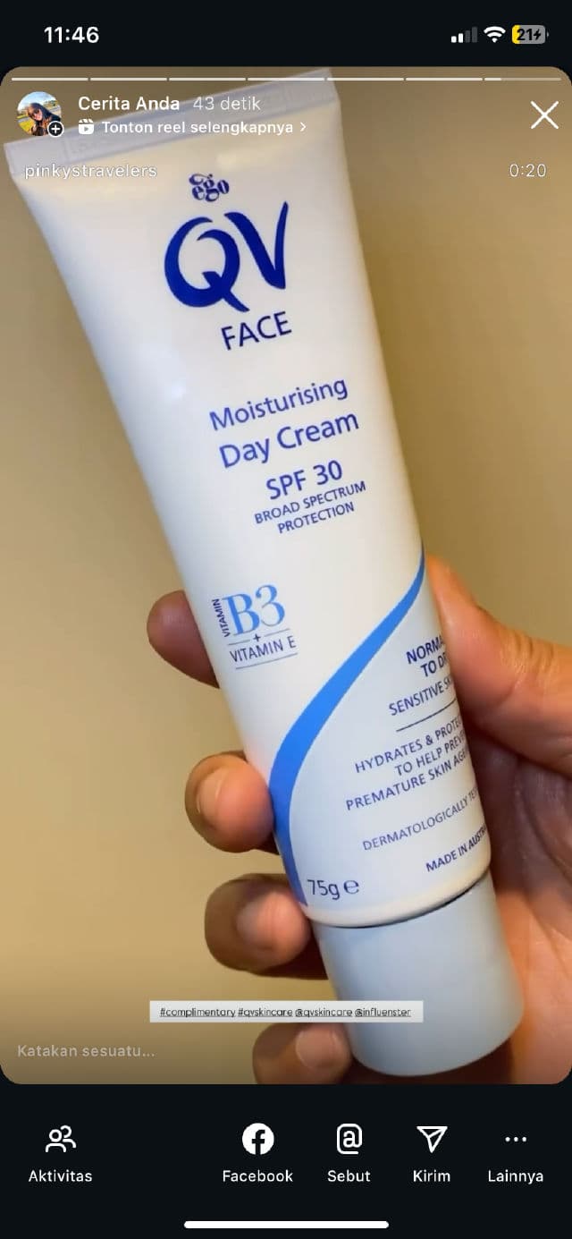 QV Skincare Moisturising Day Cream SPF30+ review photo by pinkystravelers