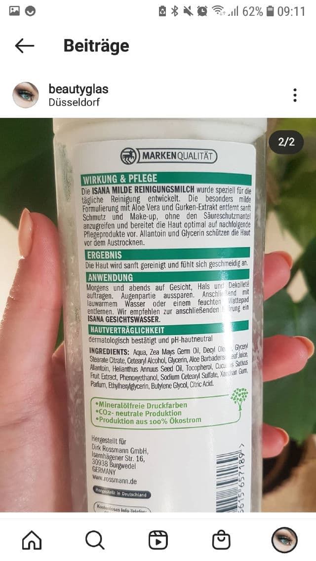 Isana Milde Reinigungsmilch review photo by beautyglas