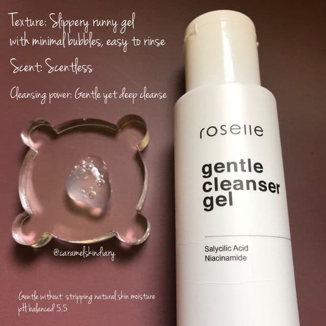 Roselle Skincare Gentle Gel Cleanser review photo by caramelskindiary