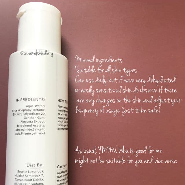 Roselle Skincare Gentle Gel Cleanser review photo by caramelskindiary