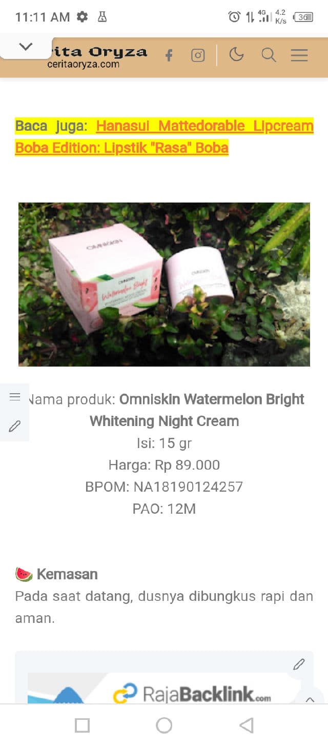 OMNISKIN Watermelon Bright – Whitening Night Cream review photo by ceritaoryza