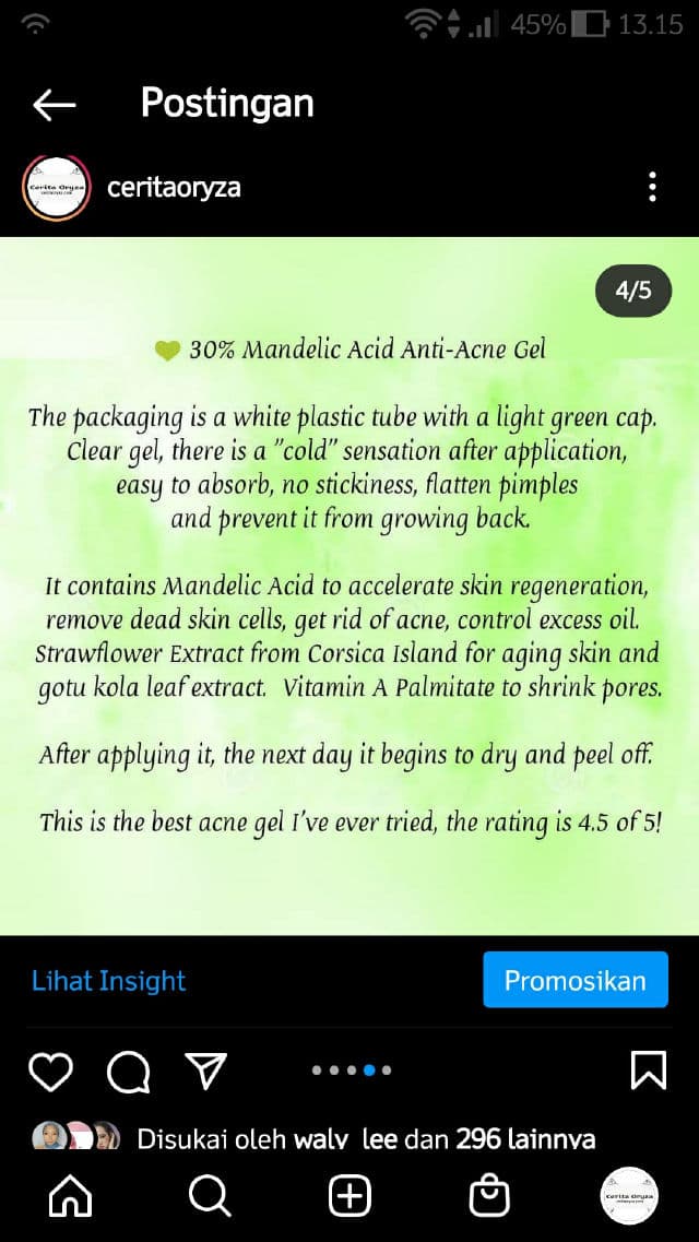 Dr. Hsieh 30% Mandelic Acid Anti-Acne Gel review photo by ceritaoryza
