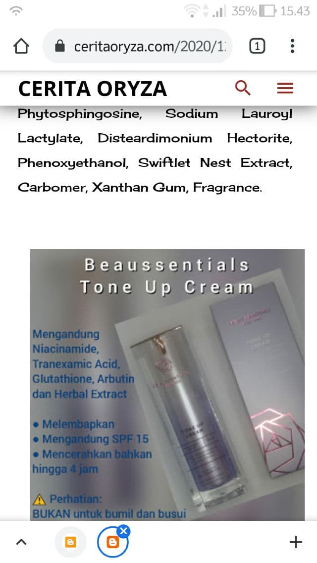 Beaussentials Tone Up Cream review photo by ceritaoryza
