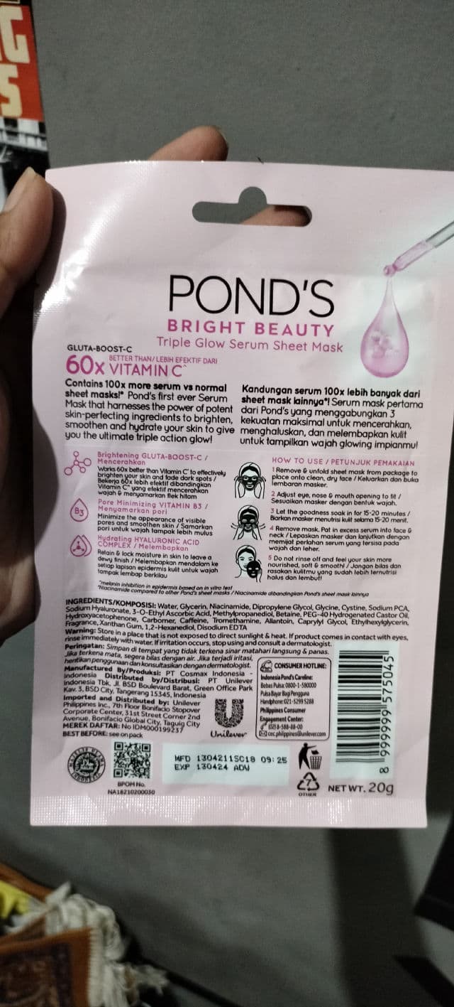 Pond's Bright Beauty Triple Glow Serum Mask review photo by farahmit