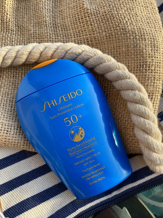 Shiseido Ultimate Sun Protection Lotion Broad Spectrum SPF 50+ WetForce review photo by freshfacedover40
