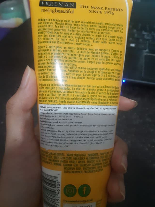Freeman Feeling Beautiful Manuka Honey + Tea Tree Oil Clay Mask + Cleanser review photo by han