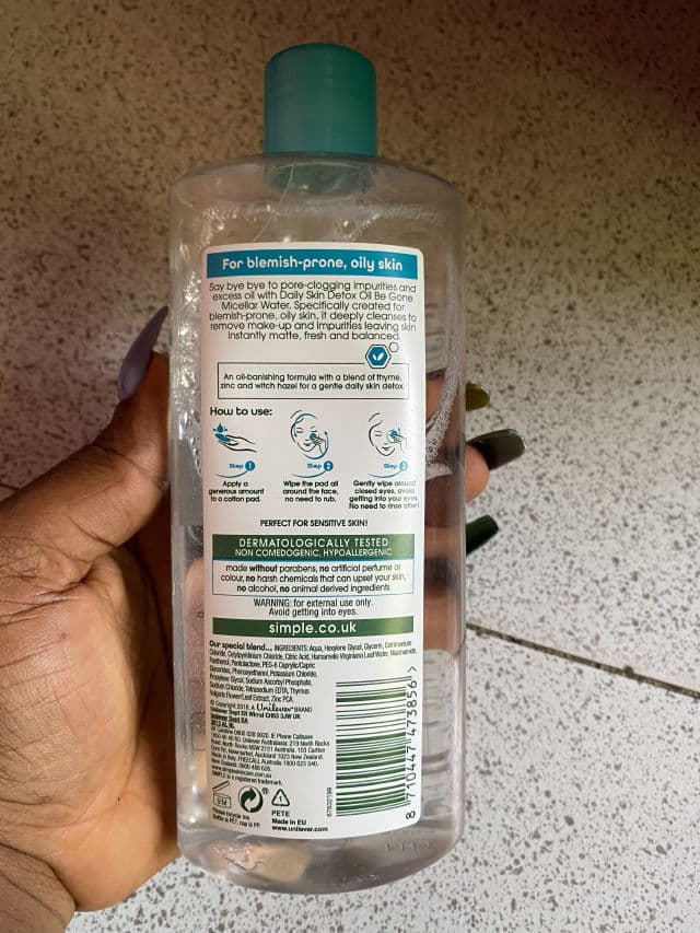 Simple Daily Skin Detox Oil Be Gone Micellar Cleansing Water review photo by iUzunma
