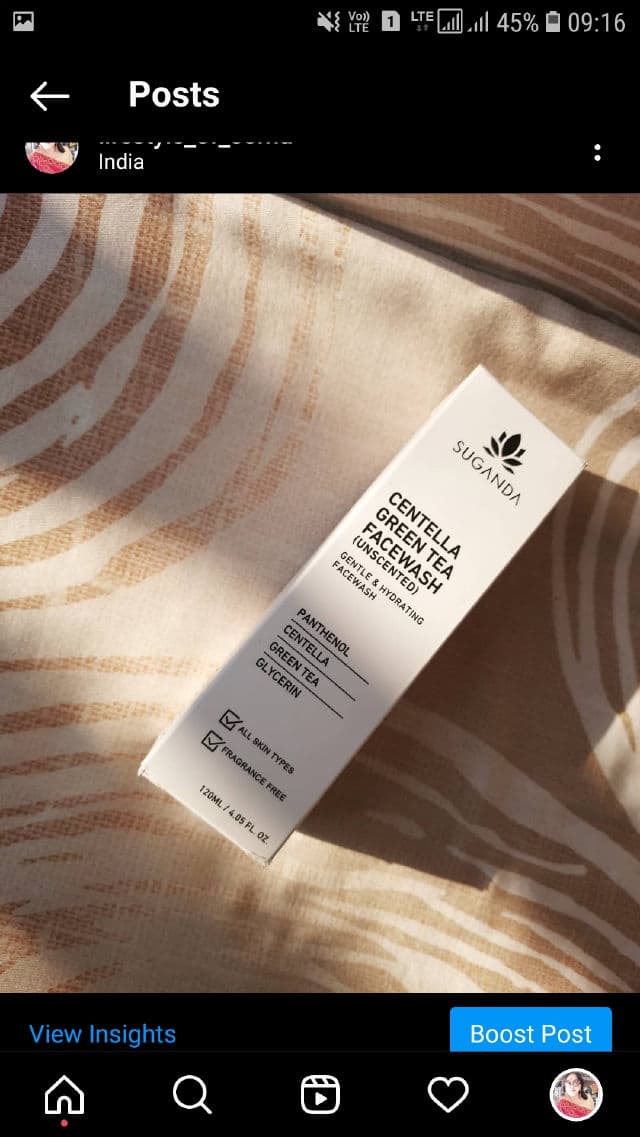 Suganda Centella Green Tea Facewash review photo by lifestyleofsoma