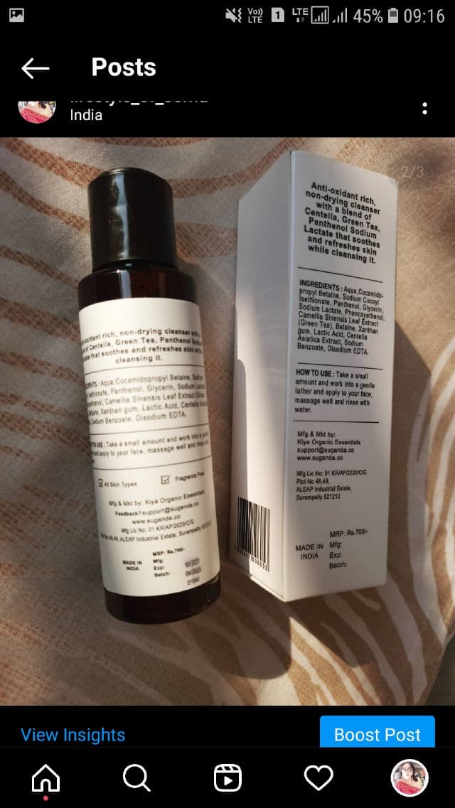 Suganda Centella Green Tea Facewash review photo by lifestyleofsoma