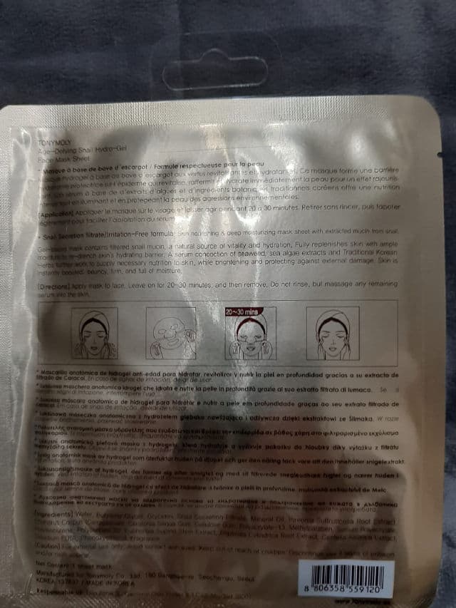 TONYMOLY Premium Snail Age-Defying Snail Hydro-Gel Face Mask review photo by ludy