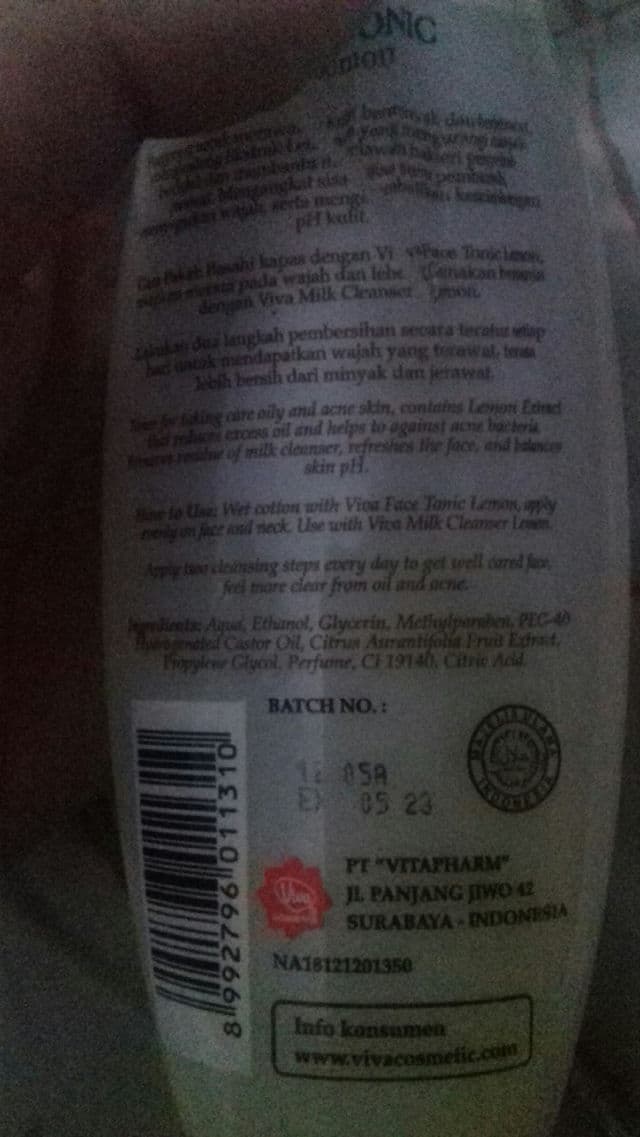 Viva Cosmetics Face Tonic Lemon review photo by maulidaa