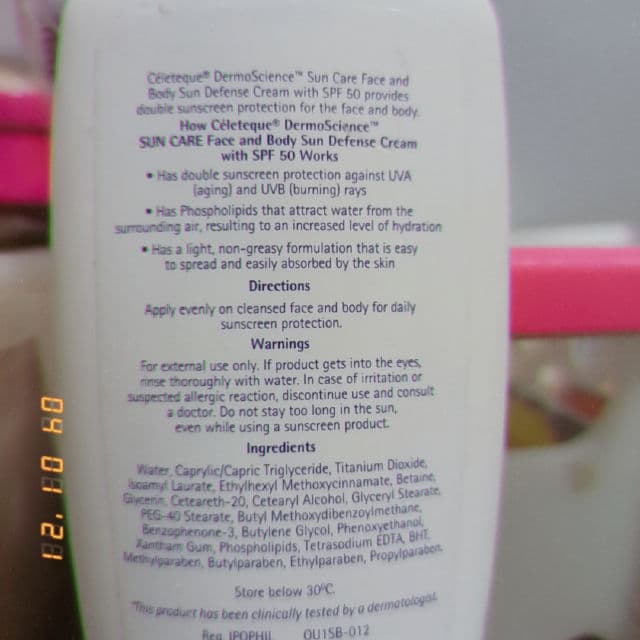 Celeteque Face & Body Sun Defense Cream with SPF 50 review photo by ellajimolala