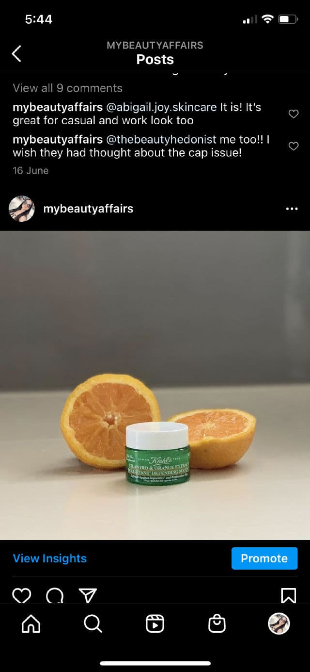 Kiehl's Cilantro & Orange Extract Pollutant Defending Masque review photo by mybeautyaffairs