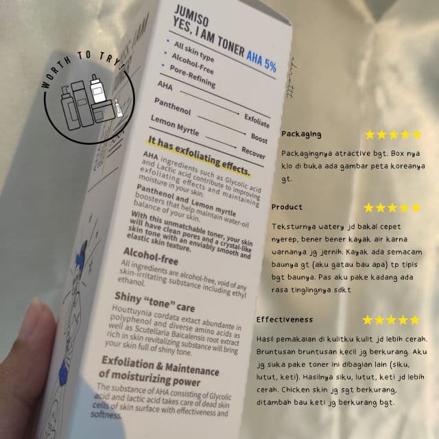 Jumiso Yes I Am Toner AHA 5% review photo by ndirut