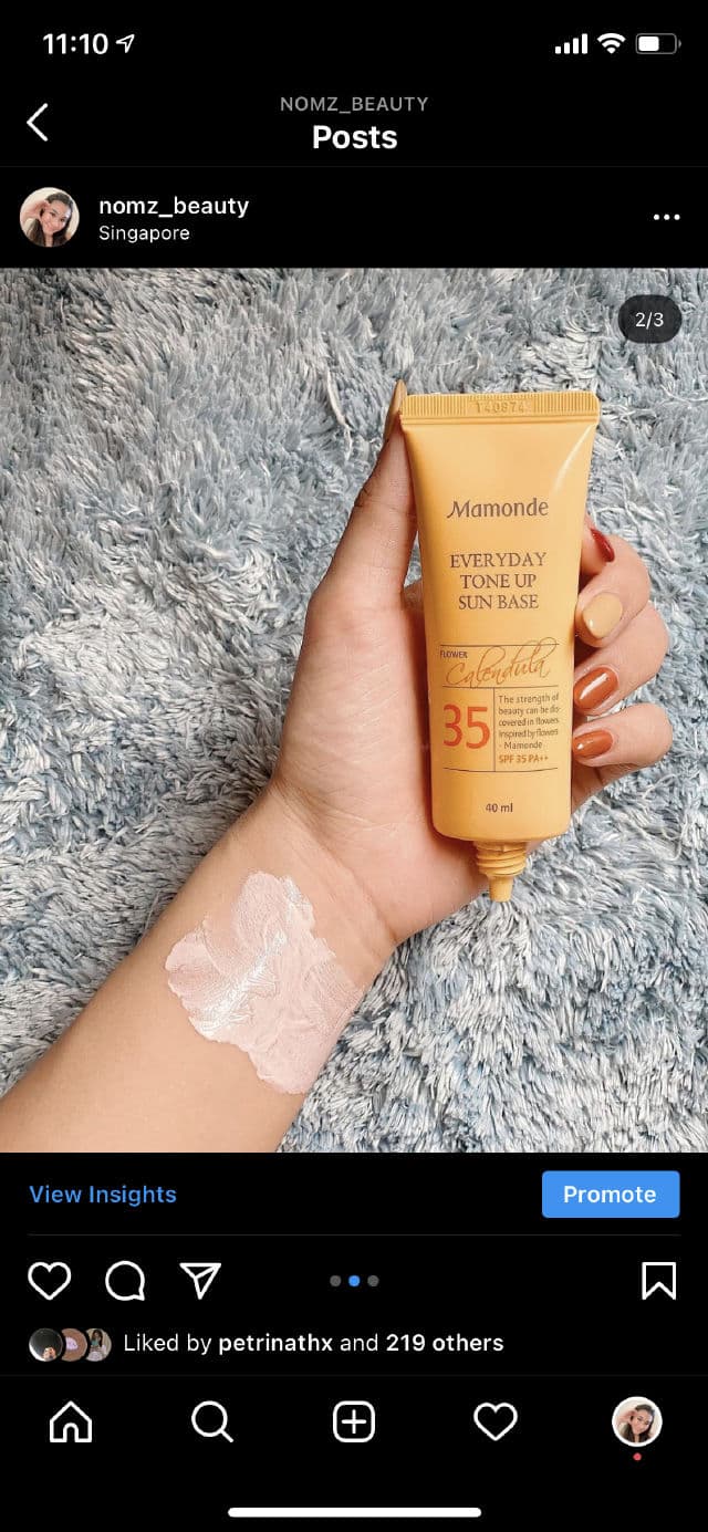 Mamonde Everyday Tone Up Sun Base review photo by nomzbeauty