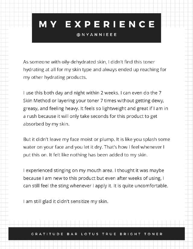 Gratitude Bar Lotus True Bright Toner review photo by nyannieee