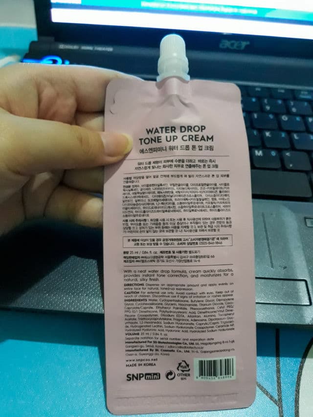 SNP Mini - Water Drop Tone Up Cream review photo by shellaemnl