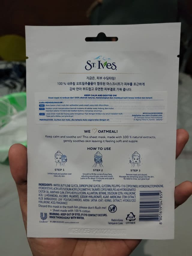 St. Ives Soothing Oatmeal Sheet Mask review photo by shivajourney