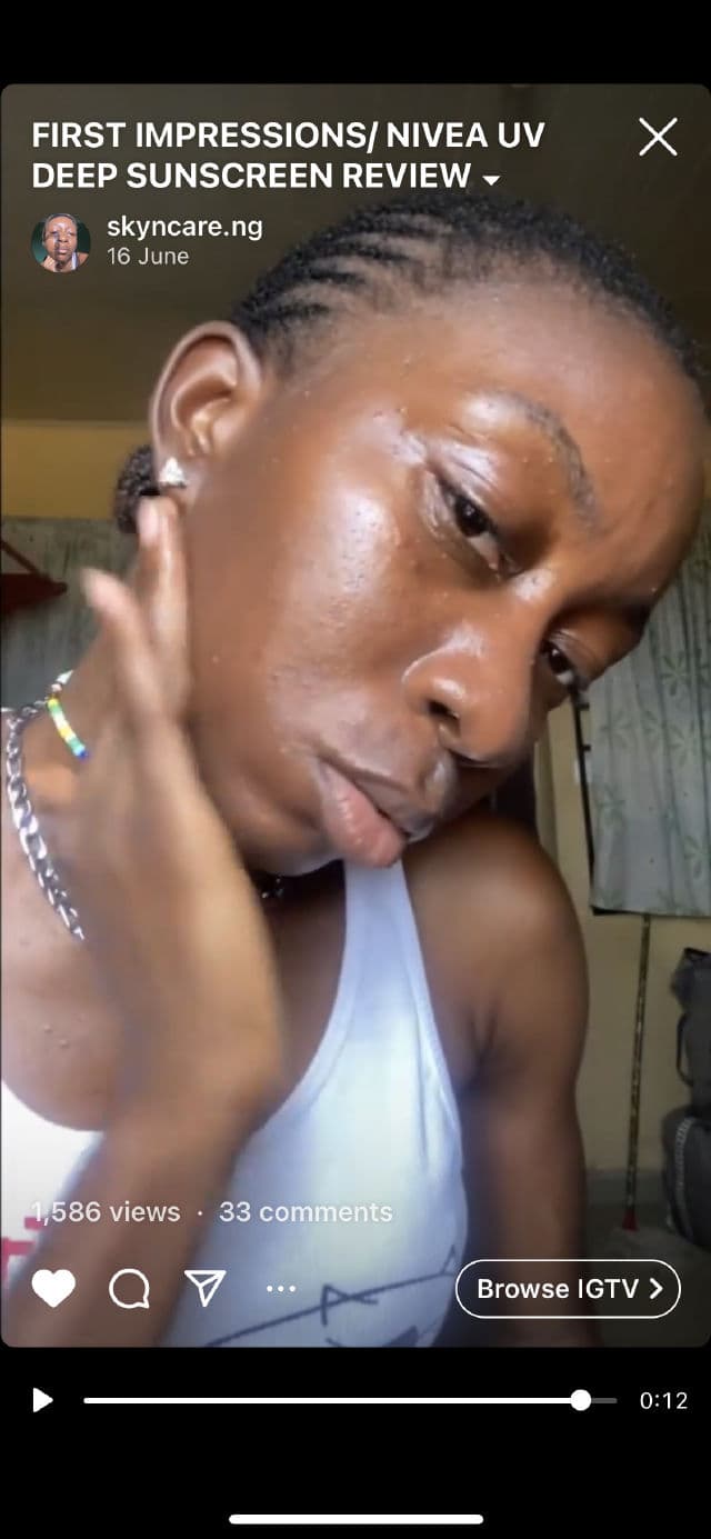 Nivea UV Deep Protect & Care Gel SPF 50+ PA++++ review photo by skincareinlagosng