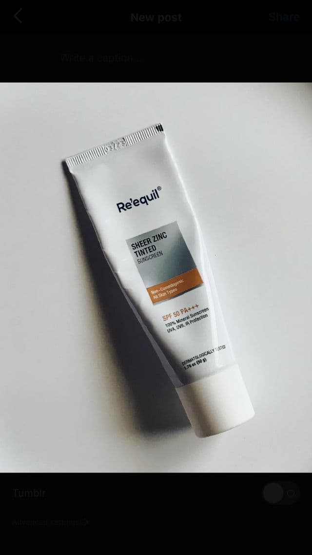 Re'equil Sheer Zinc Tinted Mineral Sunscreen SPF 50 PA review photo by skinstoryAndy