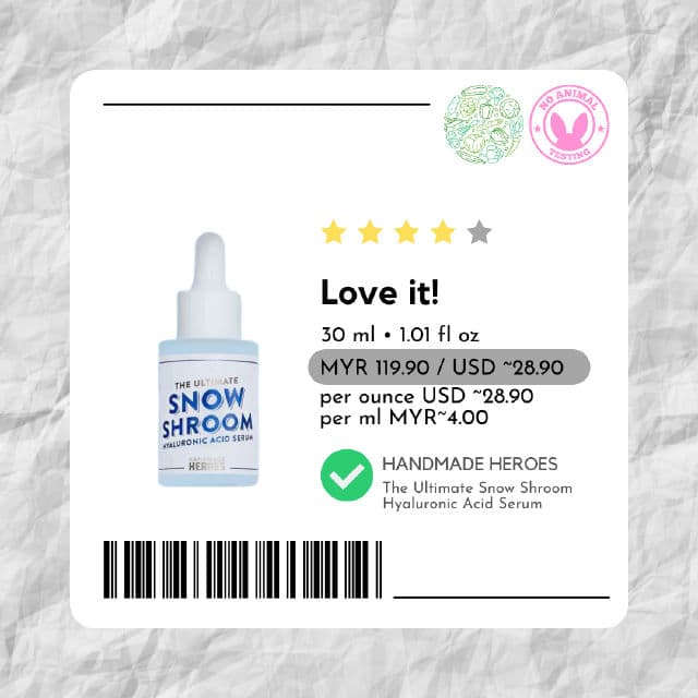 Handmade Heroes The Ultimate Snow Shroom Hyaluronic Acid Serum review photo by skinwithbes