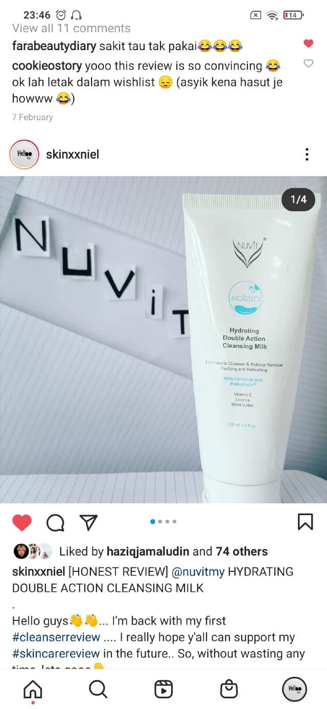 NUViT MoistLoc Hydrating Double Action Cleansing Milk review photo by skinxxniel