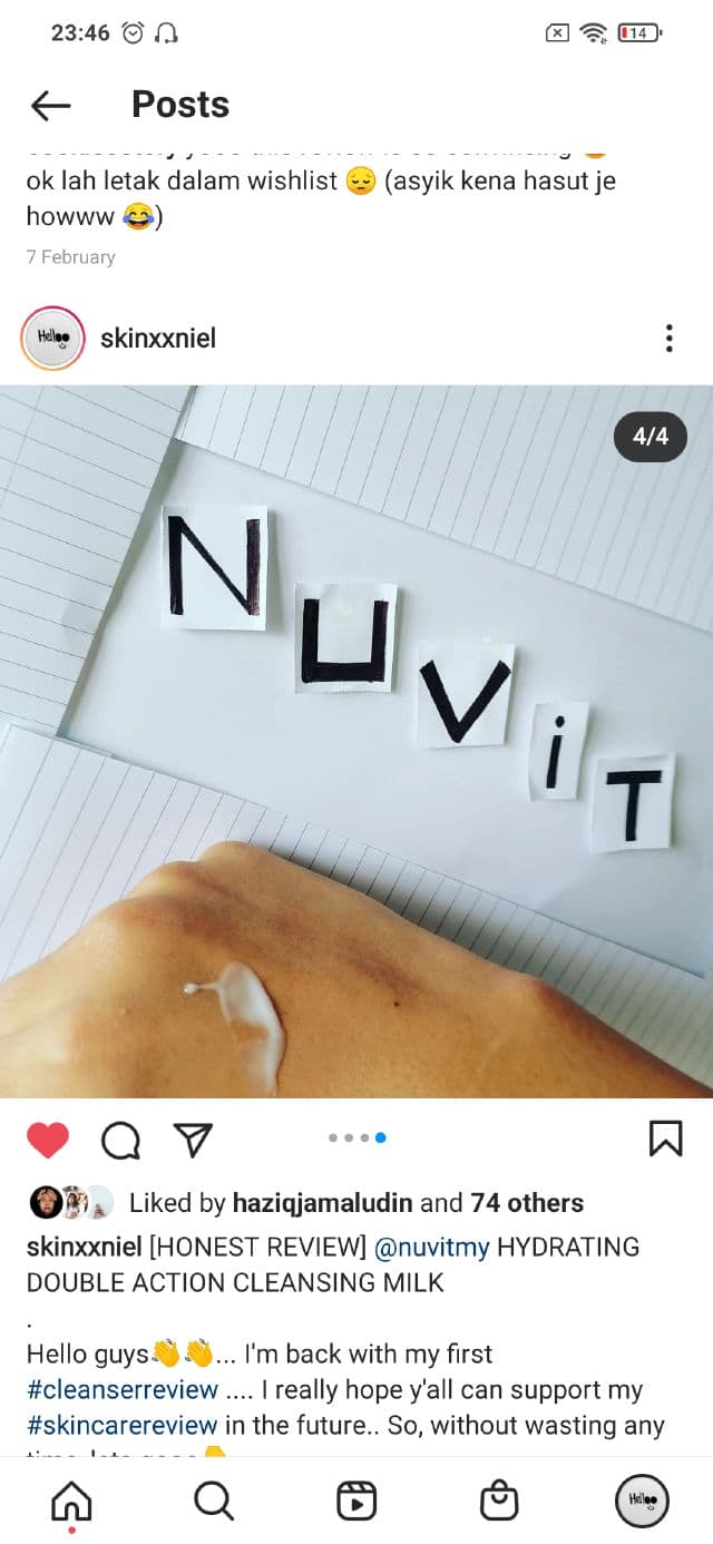 NUViT MoistLoc Hydrating Double Action Cleansing Milk review photo by skinxxniel