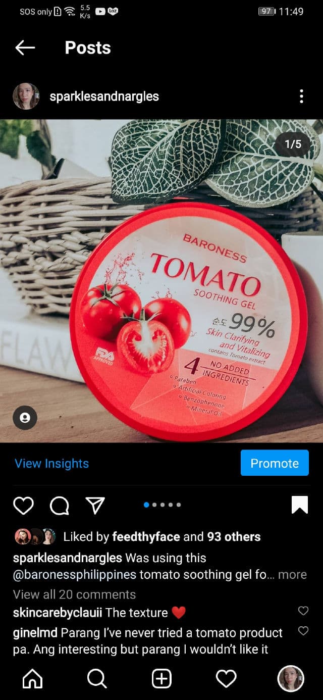 Baroness Tomato Soothing Gel review photo by sparklesandnargles