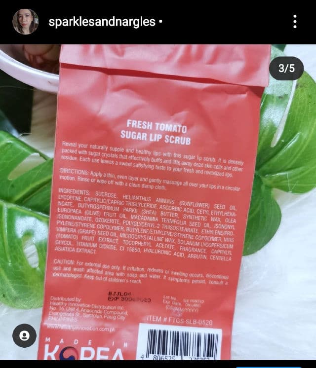 Fresh Skinlab Tomato Glass Skin Sugar Lip Therapy Scrub review photo by sparklesandnargles