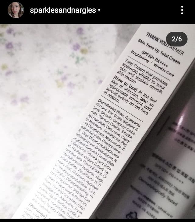 THANK YOU FARMER Skin Tone Up Total Cream SPF50+ PA++++ review photo by sparklesandnargles