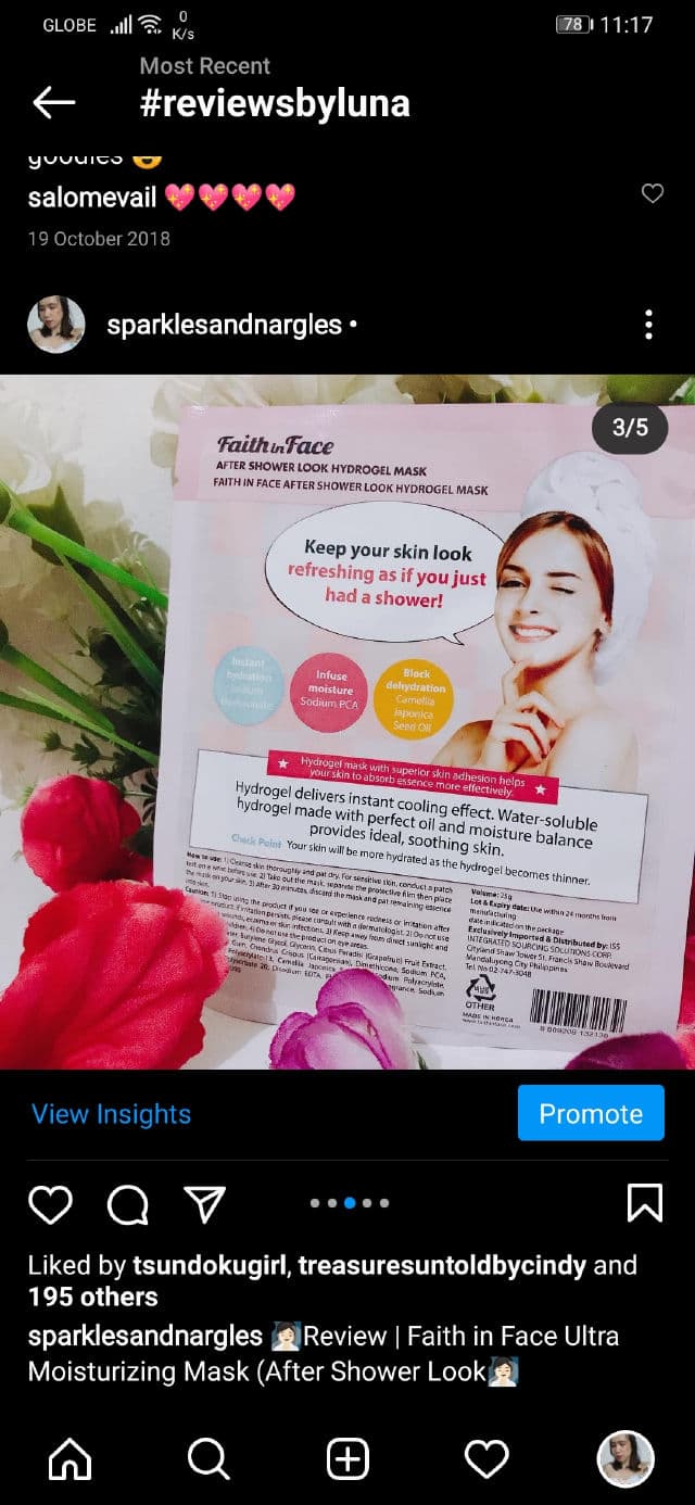 Faith in Face After Shower Look Hydrogel Mask review photo by sparklesandnargles
