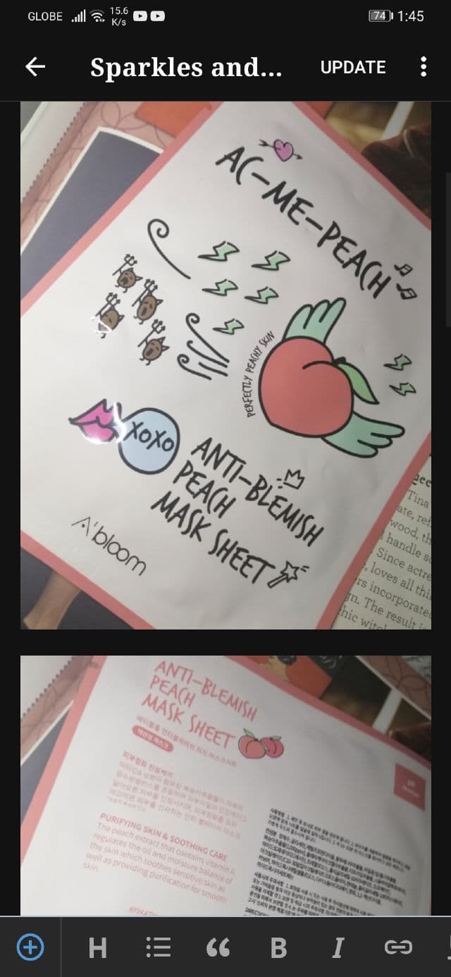 A'bloom AC-Me-Peach Anti-Blemish Peach Mask review photo by sparklesandnargles