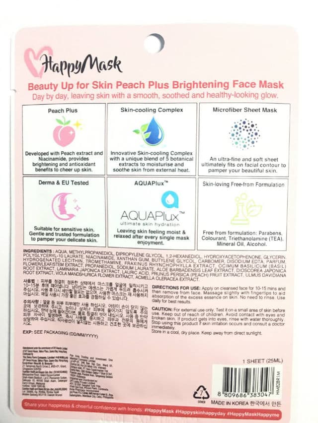 HappyMask Beauty Up Peach Plus Brightening Face Mask review photo by thisisme