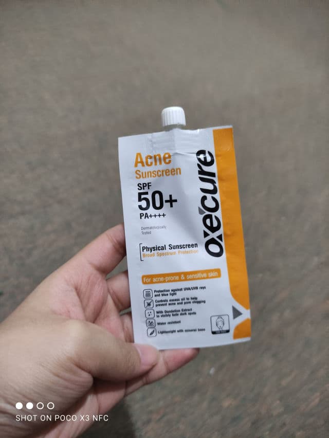Oxecure Acne Sunscreen SPF50+ PA++++ review photo by tinyskin