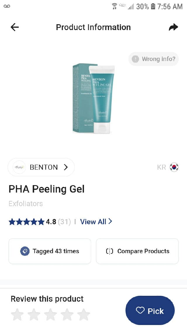 BENTON PHA Peeling Gel review photo by tls