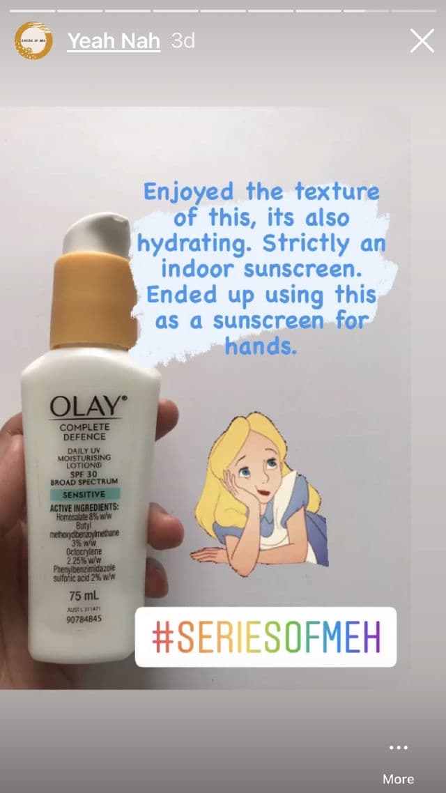 Olay Complete Daily Defense All Day Moisturizer with SPF 30 for Sensitive Skin review photo by Ruthieandskincare