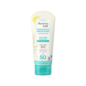 Kids Continuous Protection Zinc Oxide Mineral Sunscreen Lotion for Children's Sensitive Skin with Broad Spectrum SPF 50