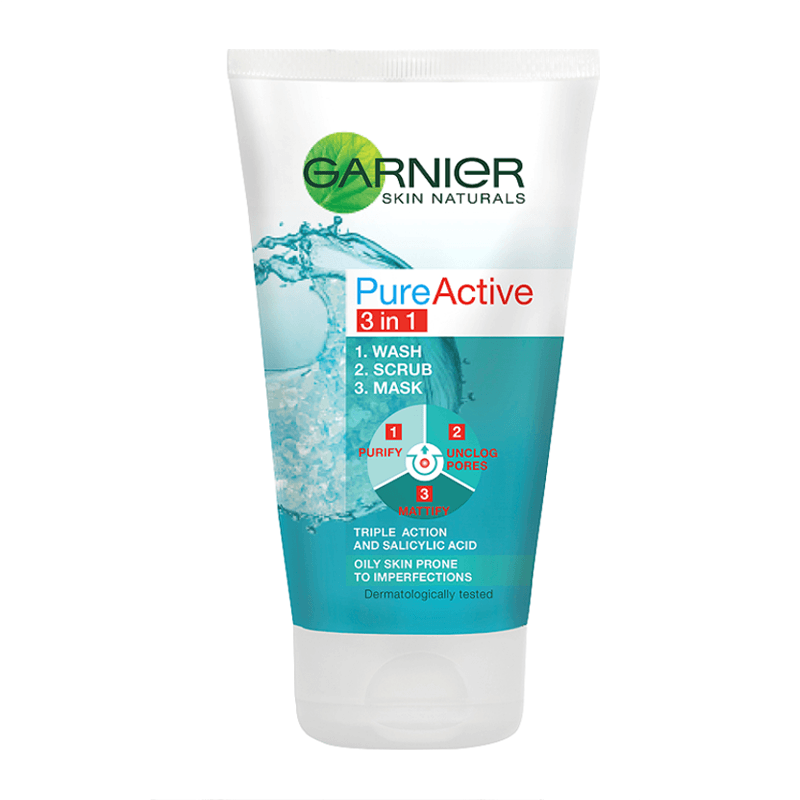 Pure Active 3in1 Clay Wash Scrub Mask Oily Skin