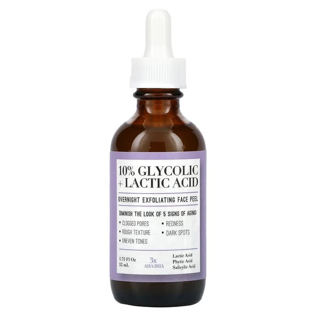 10% Glycolic + Lactic Acid Overnight Exfoliating Face Peel Face Serum