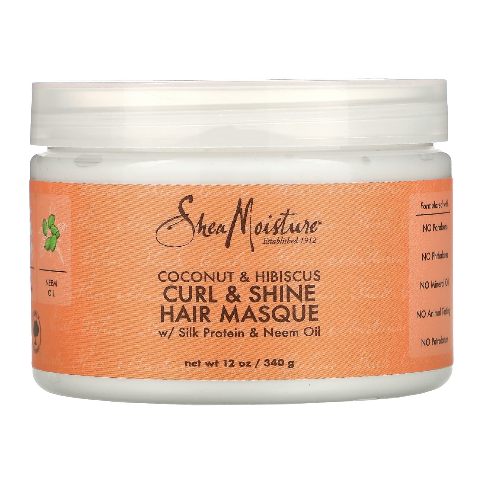 Curl & Shine Hair Masque with Silk Protein & Neem Oil - Coconut & Hibiscus