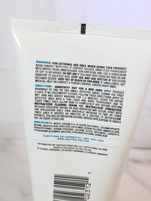 Neutralyze Acne Face Wash review photo by Researching4Beauty