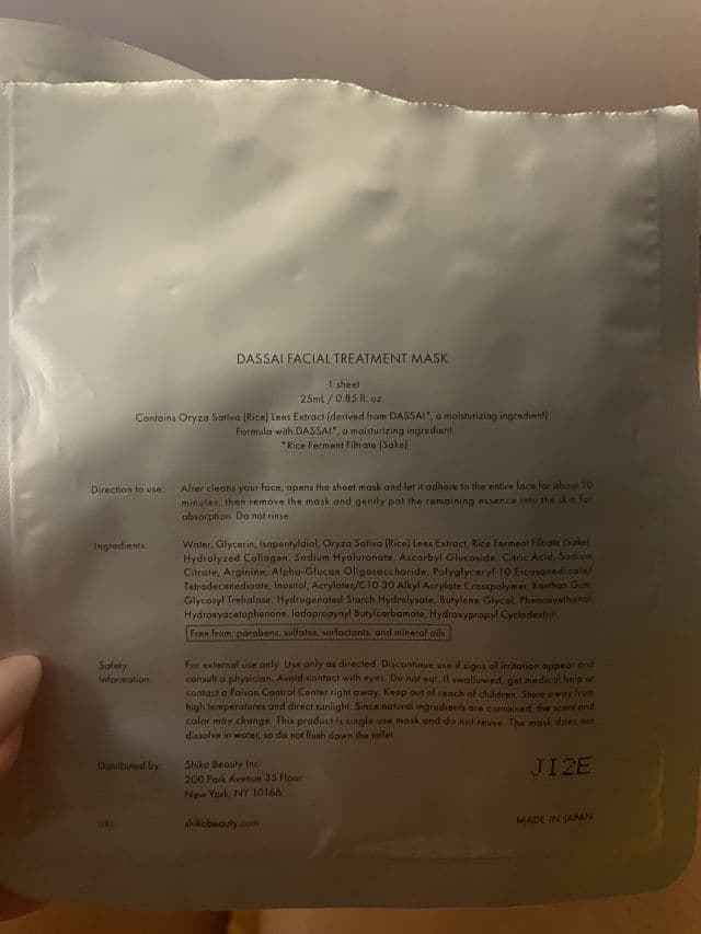 Dassai Facial Treatment Mask review photo by Thursday