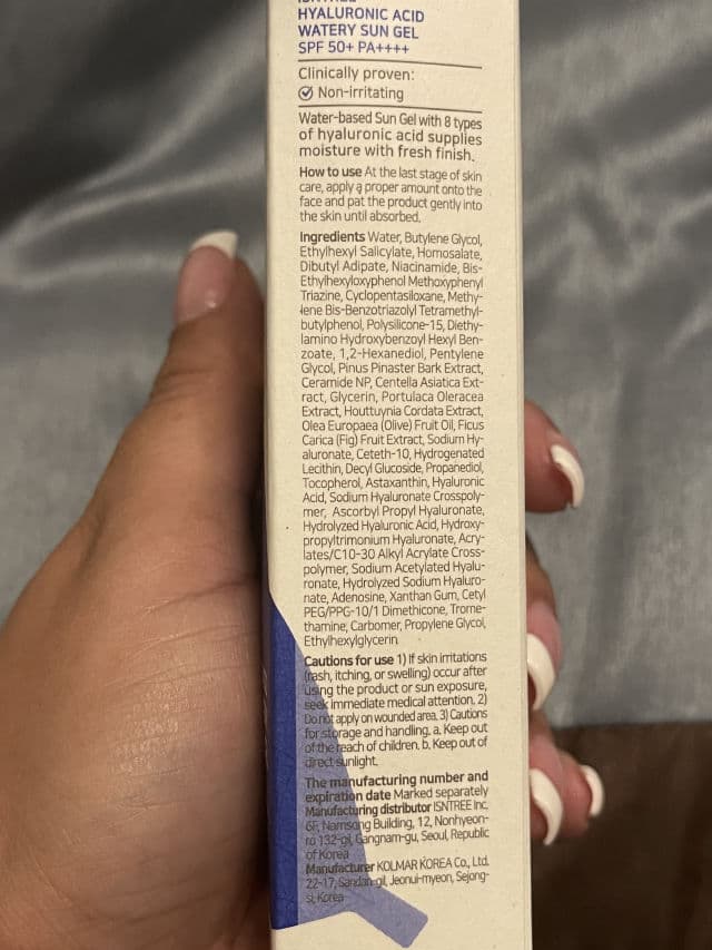 Hyaluronic Acid Watery Sun Gel SPF50+ PA++++ product review
