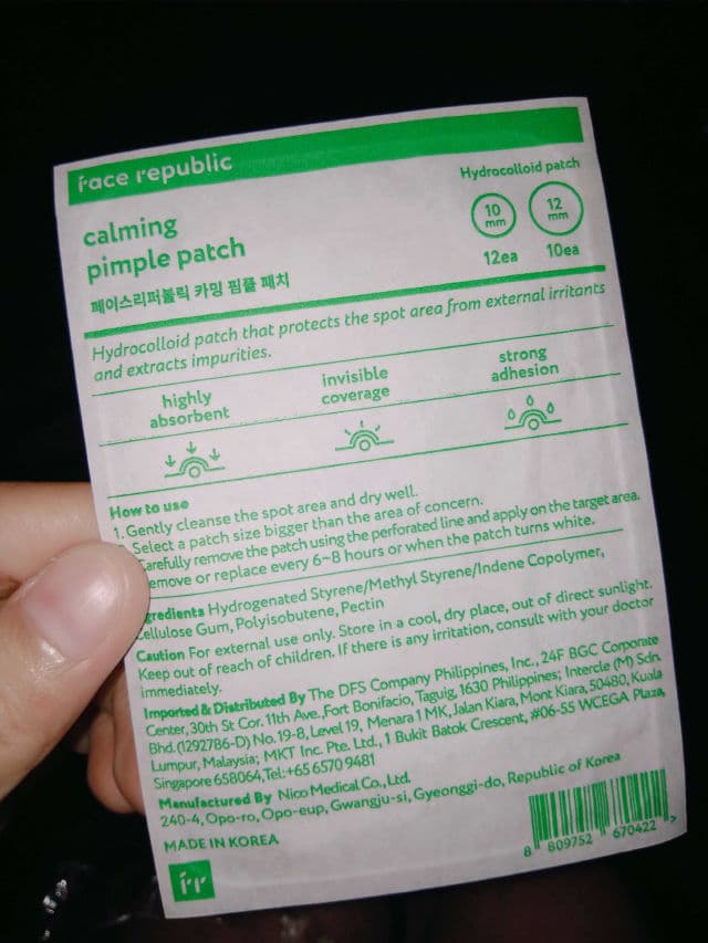 Face Republic Calming Pimple Patch review photo by anjieeenomoto