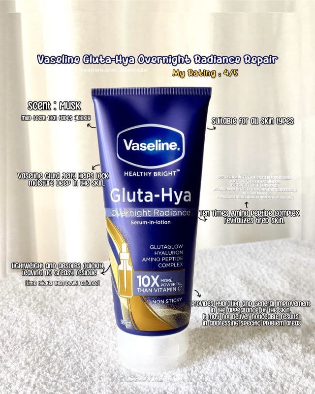 Vaseline Gluta-Hya Serum Burst Lotion Overnight Radiance Repair review photo by brownie24