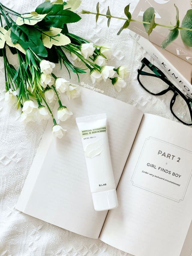 B_LAB Matcha Hydrating Real Sun Screen SPF 50+ PA++++ review photo by glowyame