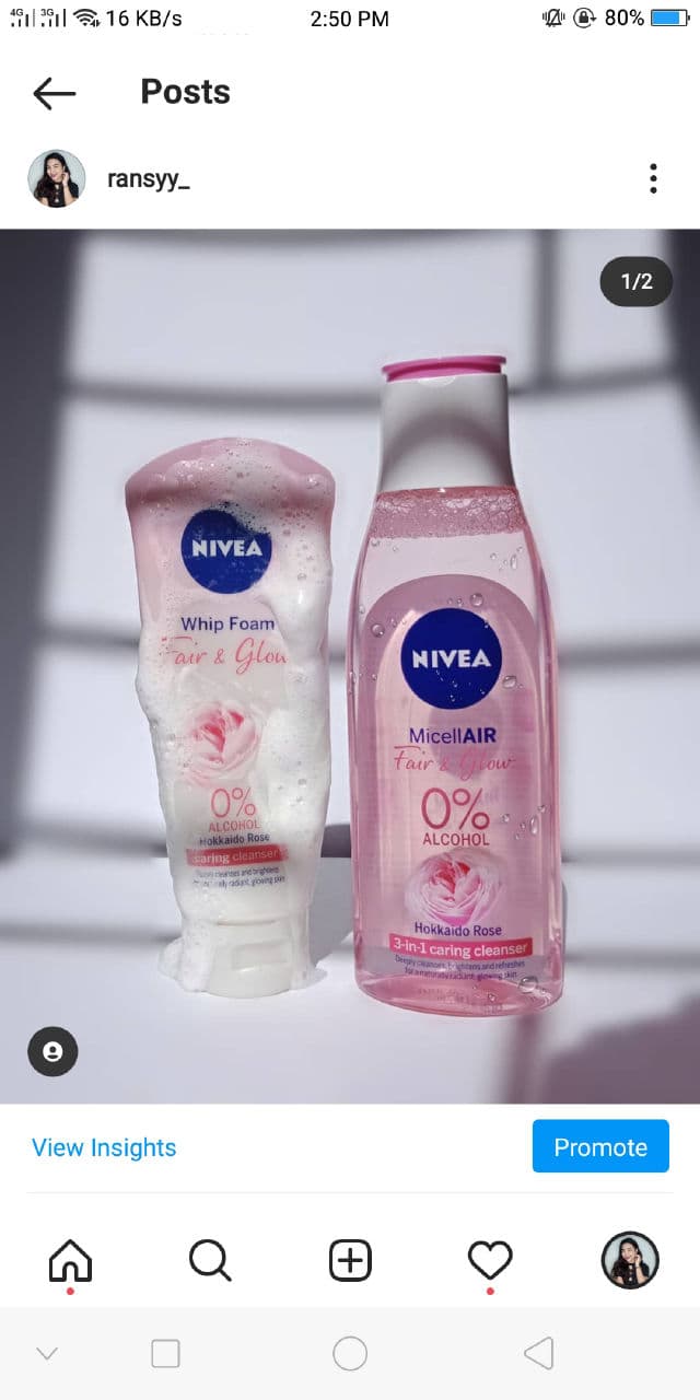 Nivea Fair & Glow Hokkaido Rose MicellAIR Cleanser review photo by Ransy